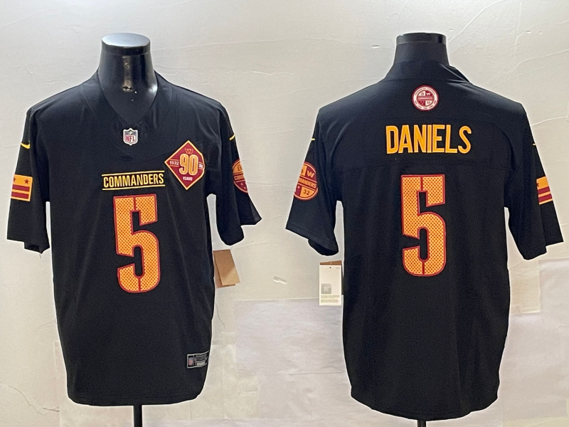 Men's Washington Commanders Jayden Daniels #5 Carbon Black Jersey